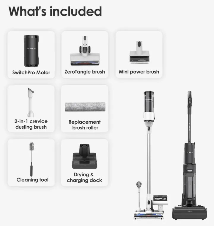 Aspirator vertical si mop 2in1 Tineco Floor One Switch S7, 230W, Curatare uscata/umeda, Autonomie pana la 65 min, 4 moduri, Sistem de auto-curatare FlashDry, Alb/Negru