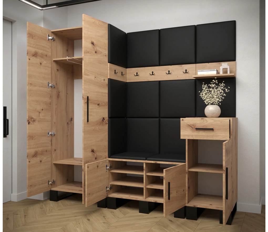 Set mobilier pentru hol Amanda 1 (Stejar artisan + roz). 1085858