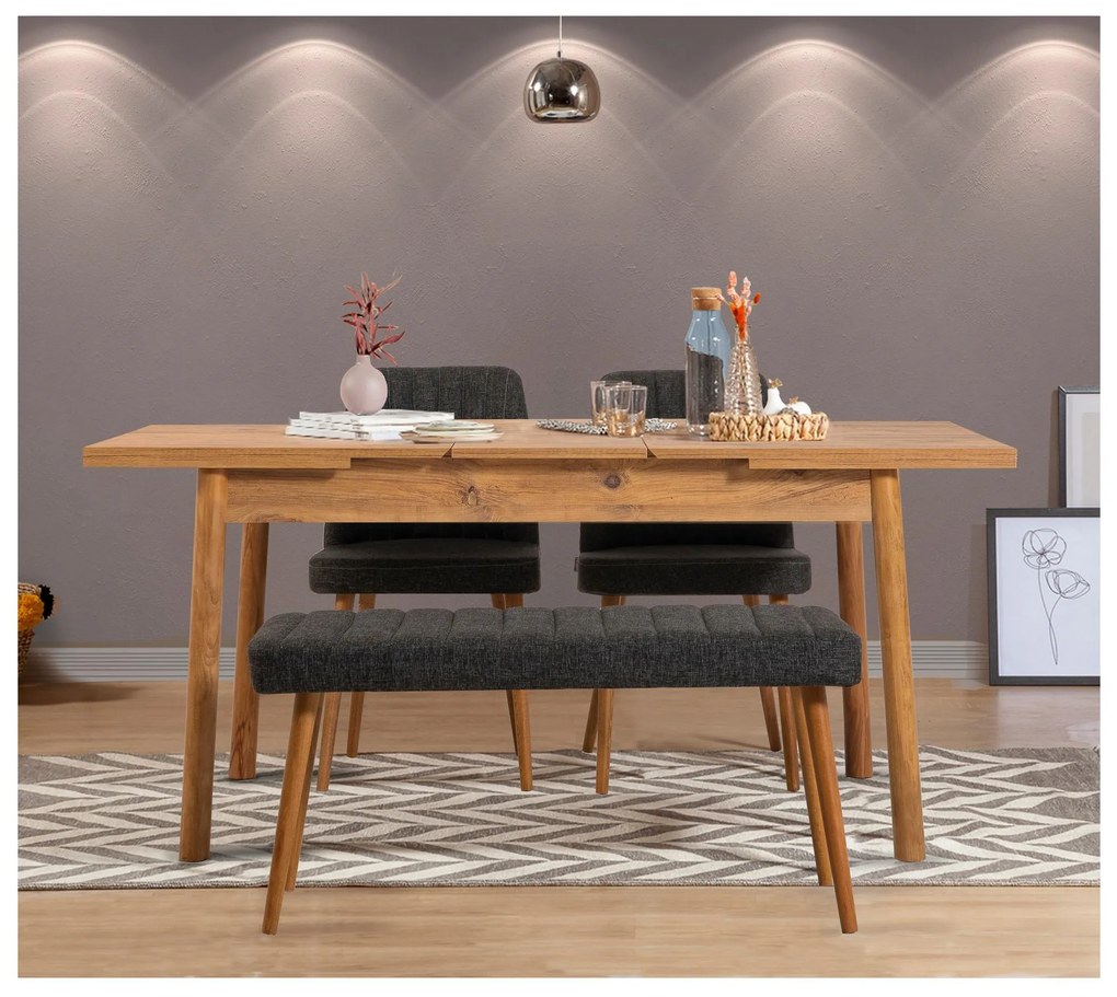 Set mobilier sufragerie Vlasta 4 (pin atlantic + antracit) (pentru 4 persoane). 1093782