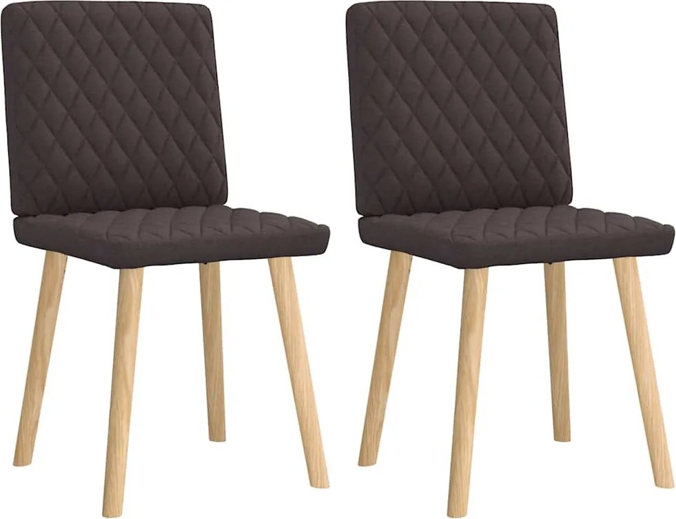 vidaXL Scaune de masă, 2 buc., maro închis, material textil