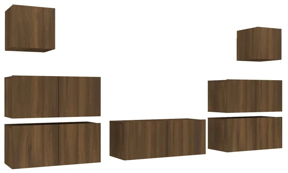 3120289 vidaXL Set comode TV, 7 piese, stejar maro, lemn compozit