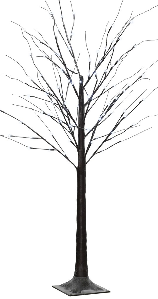 HOMCOM Arbore luminos LED - decorațiune luminoasă alb cald - 96 LED-uri - uz interior - 150 cm - decorațiune de Crăciun cameră casă maro | Aosom Romania