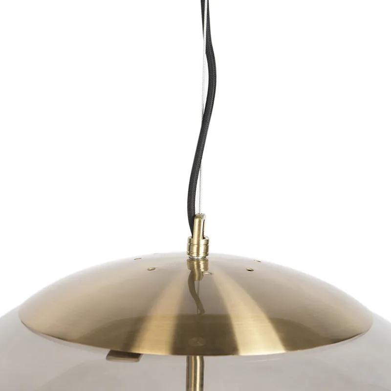 Lampă suspendată modernă din alamă cu sticlă fumurie 50 cm - Ball