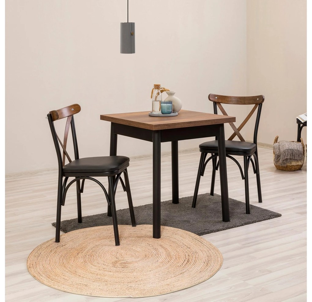 Set mobilier sufragerie Duvasa 12 (negru) (pentru 2 persoane). 1095033
