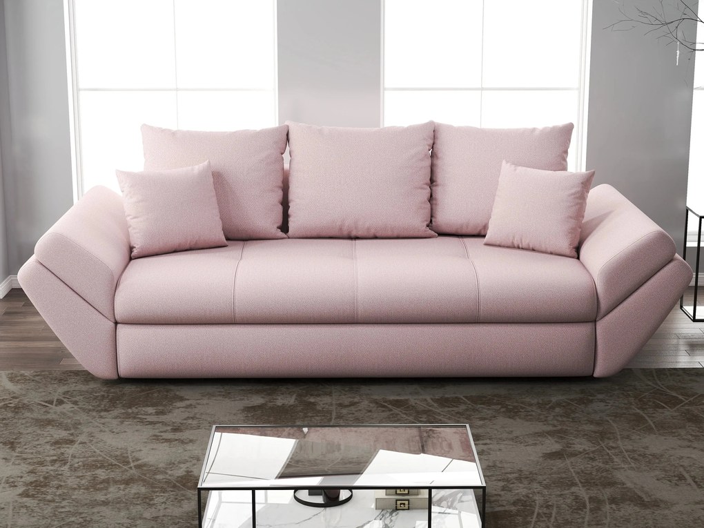 Canapea extensibilă dumonde cu ladă de depozitare si sezut confortabil din spuma high-density, Loana Enjoy Flamingo 250x100 cm