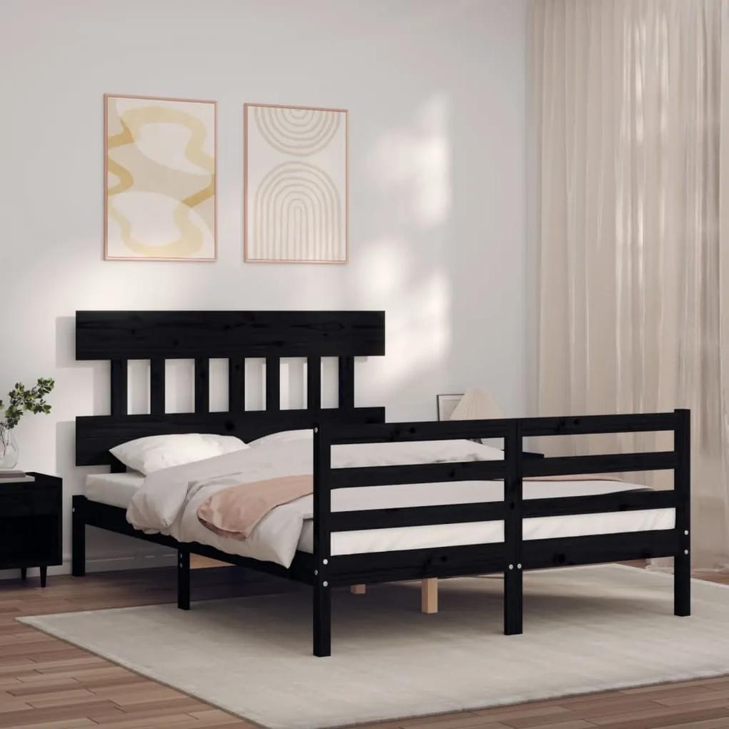3195155 vidaXL Cadru de pat cu tăblie, negru, 120x200 cm, lemn masiv