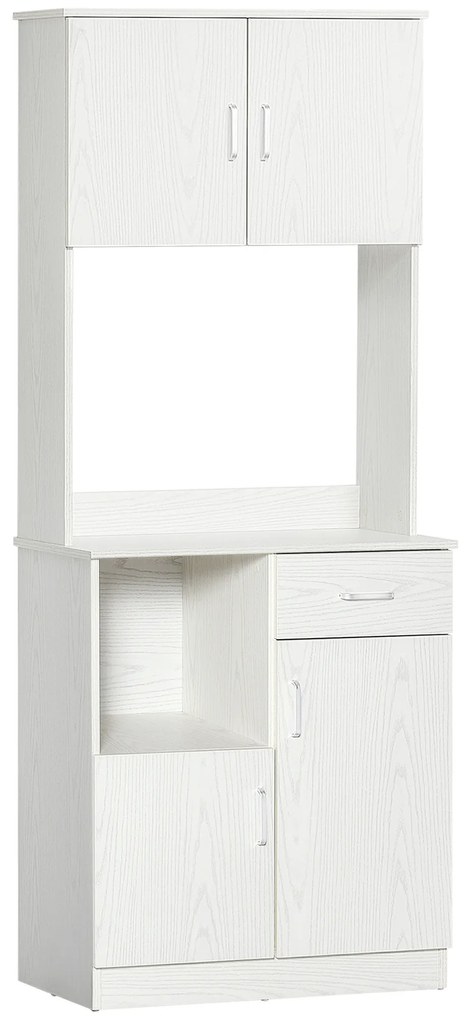 HOMCOM Bufet de bucătărie armoire de cuisine multi-depozitare 4 uși 1 sertar raft + mare blat 71 x 41 x 178 cm MDF alb | Aosom Romania