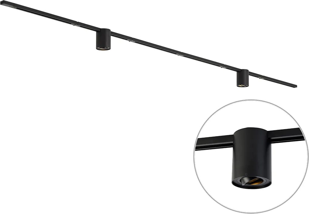 Sistem de iluminat pe șină modern negru cu 2 spoturi monofazate - Iconic Rondoo Up