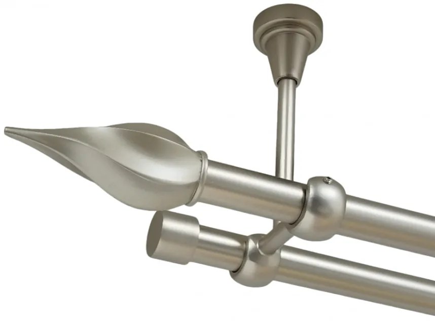 Galerie dubla twister fara inele prindere tavan 19/19 mm crom mat (Alege marime: 400 cm)