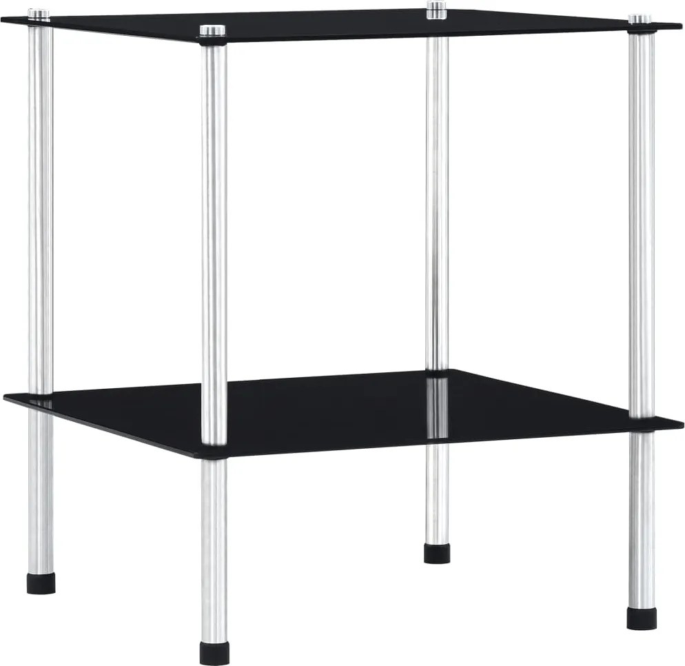 vidaXL Raft cu 2 niveluri, negru, 40 x 40 x 47 cm, sticlă securizată