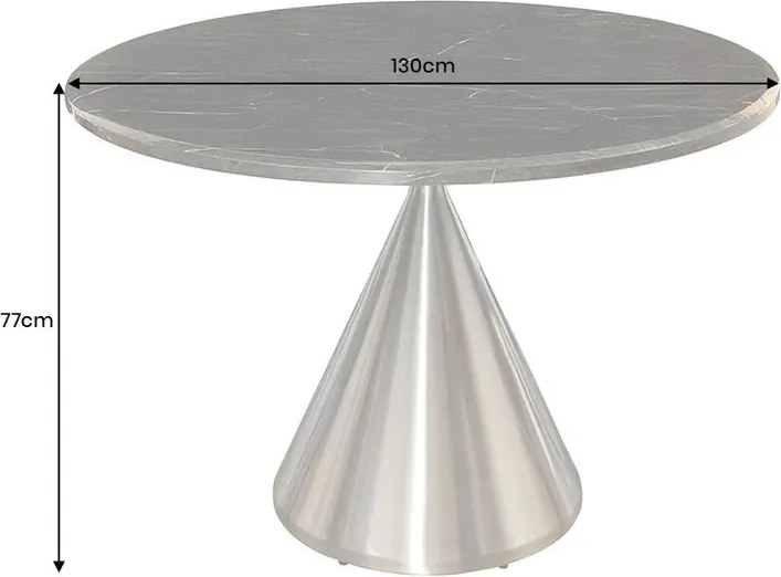 Masa Rotunda, Metal, Argintiu, Marmura Optic, ELEGANCIA 130cm, A-45899 VC