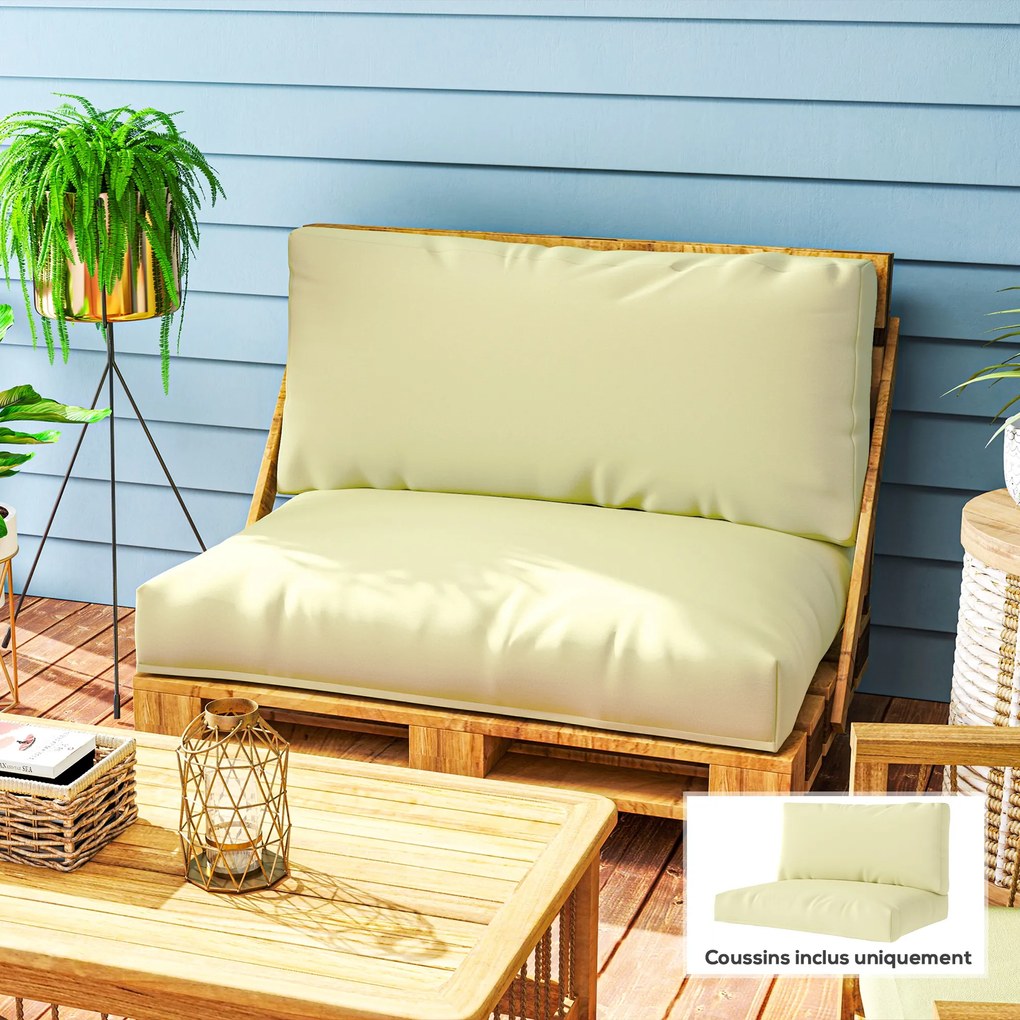 Outsunny Perne de paletă exterior 2 locuri perne de șezut pentru paletă euro lavabile 120 x 80 cm și 120 x 45 cm, bej | Aosom Romania