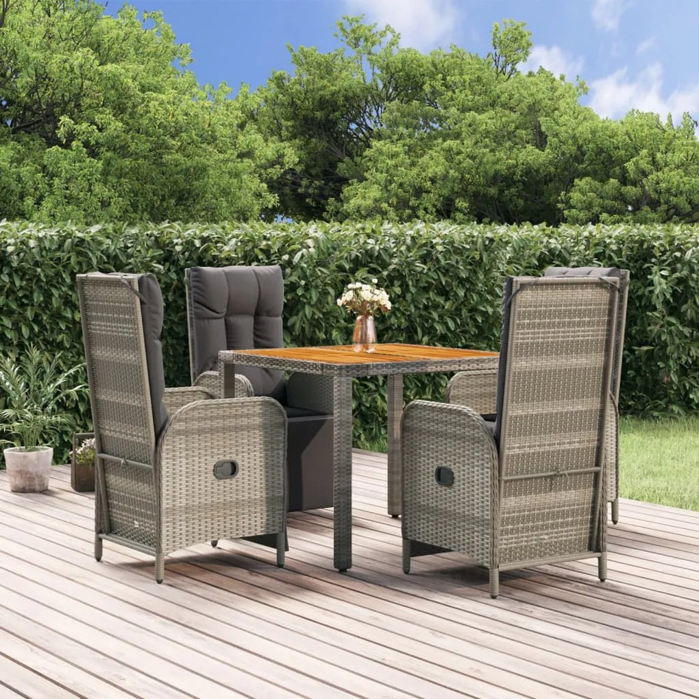 3185045 vidaXL Set mobilier de grădină cu perne, 5 piese, gri, poliratan