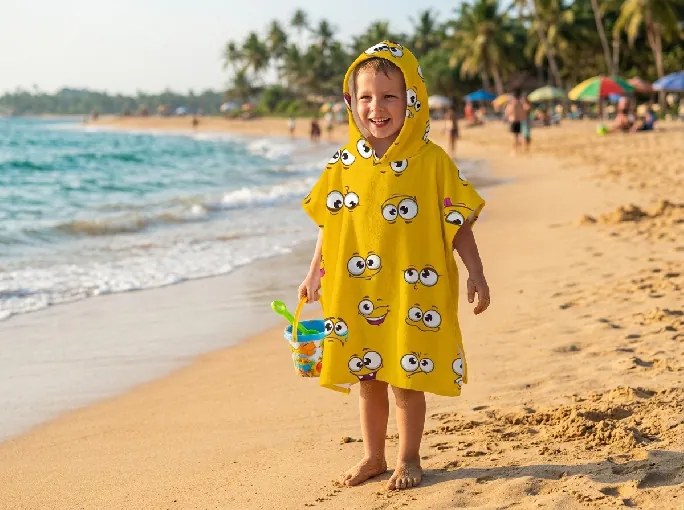 Poncho pentru copii SMILE galben