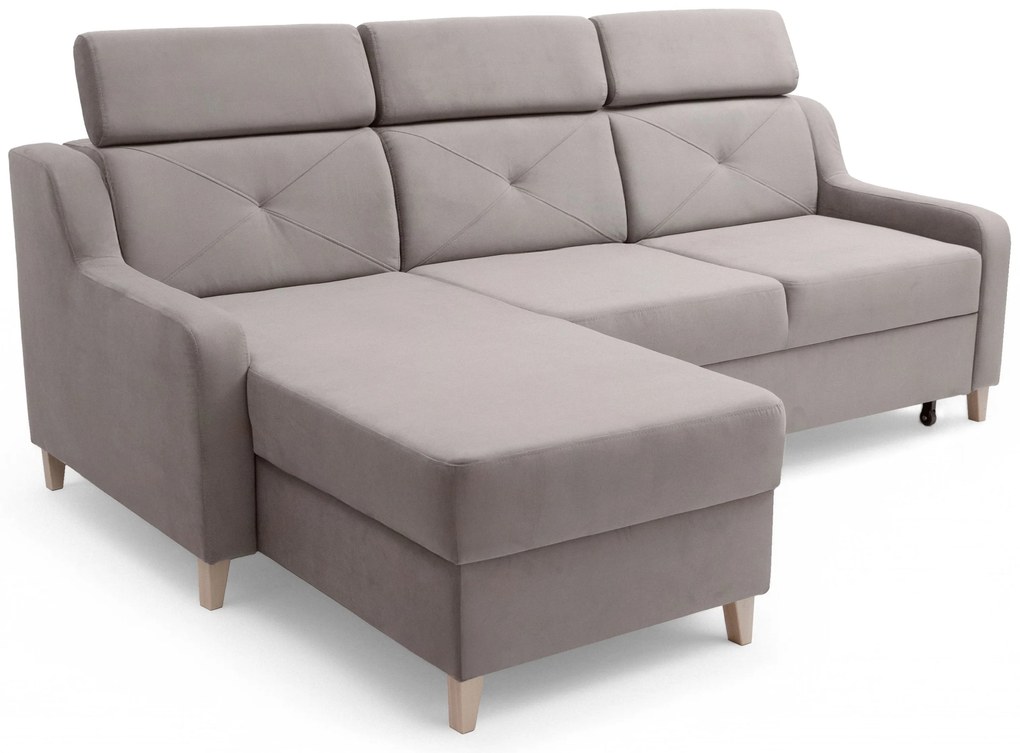 Colțar extensibil Laksaro pe stânga - catifea bej închis Jasmine 25