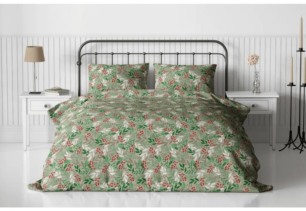 Lenjerie de pat de flanel PINEFLOR verde Dimensiune lenjerie de pat: 70 x 90 cm | 140 x 200 cm