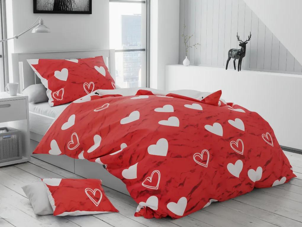 Lenjerie de pat din bumbac rosu ROSSO + husa de perna 40 x 50 cm gratuit