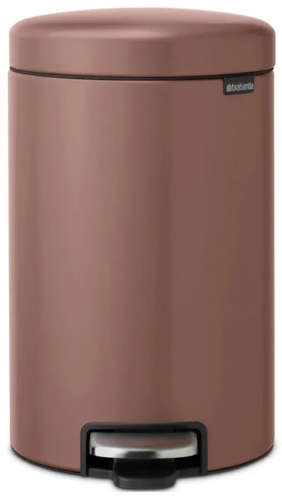 Cos de gunoi cu pedala Brabantia NewIcon 1008845, 12 L, Inchidere lina, Baza antiderapanta, Finisaj satinat, Maro