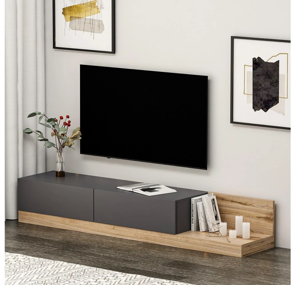 Masă TV/Dulap Kinani (antracit + Nuc) . 1095364