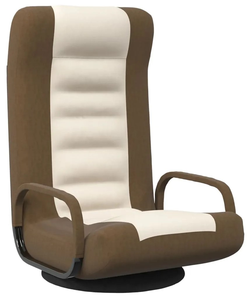 336562 vidaXL Scaun de podea pivotant, maro și crem, material textil