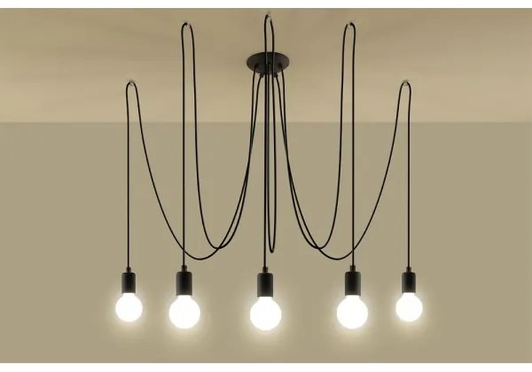 Lustră pe cablu EDISON 5 5xE27/60W/230V negru
