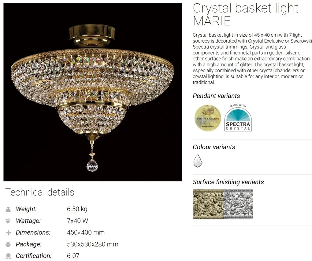 Lustra Cristal Bohemia Exclusive diametru 45cm Marie CE