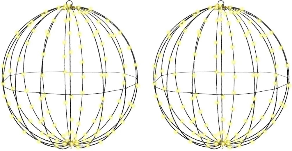 vidaXL Bola cu 384 LED 2 pcs Alb cald 59,5 x 59,5 x 63 cm Metal