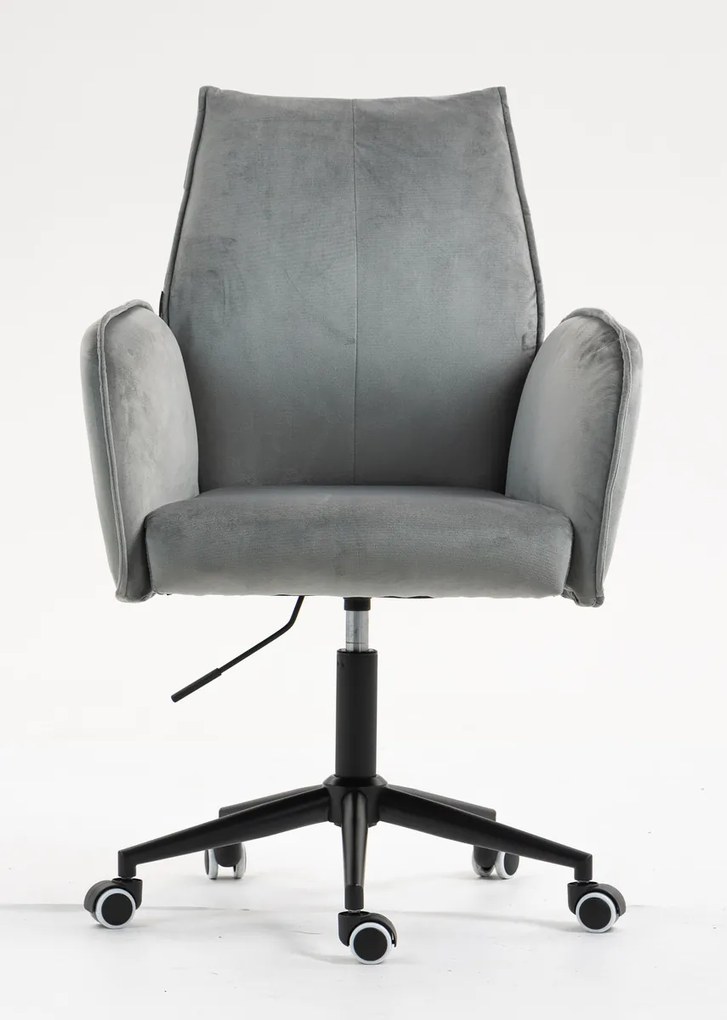 HR280K Scaun Gray din Catifea cu Bază Neagră