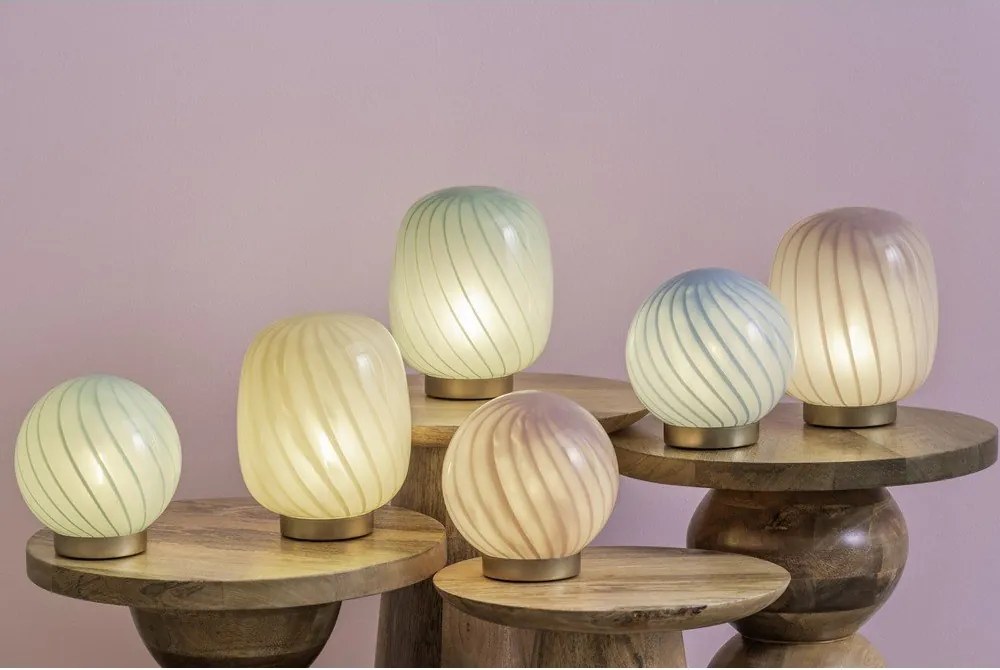 Veioză galben-deschis cu abajur din sticlă (înălțime 17 cm) Summer Globe – Leitmotiv