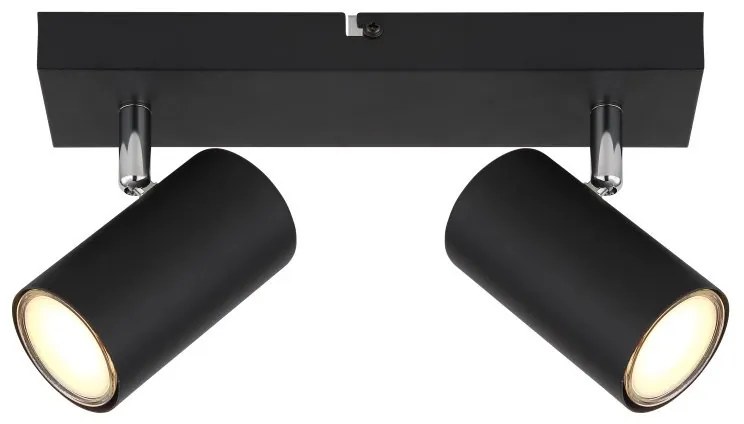 Aplica de perete / tavan cu 2 spoturi directionabile design modern ROBBY negru mat