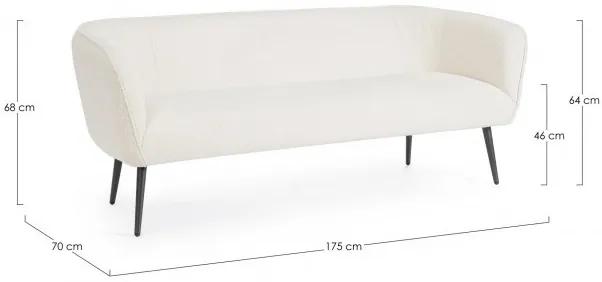 Canapea crem din stofa si lemn cu 3 locuri, 175 cm, Avril Bouclé Bizzotto