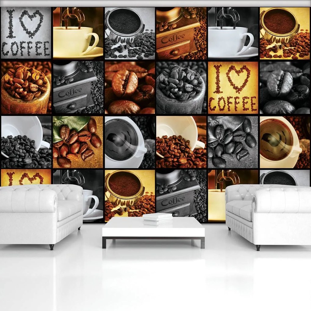 Fototapet - I Love Coffee - colaj (254x184 cm)