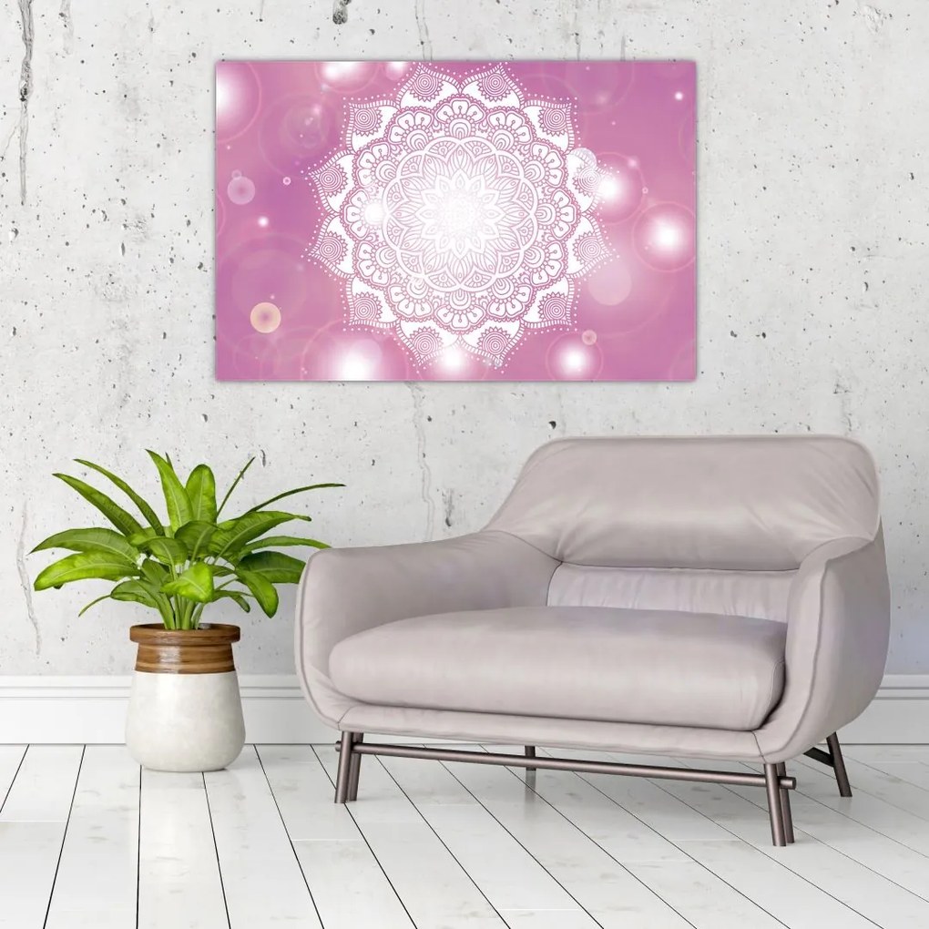 Tablou - Mandala pe fundal roz (90x60 cm)