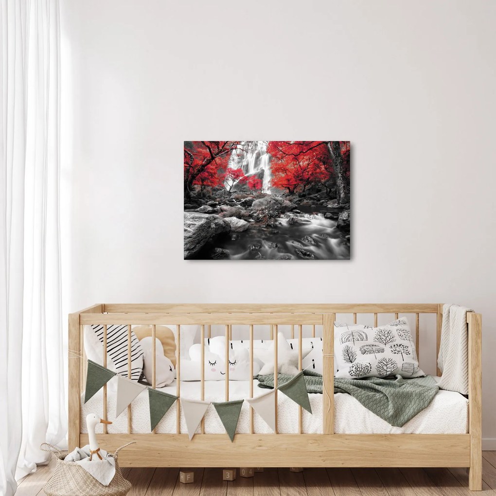Tablou - Cascade în peisajul de toamnă (70x50 cm)