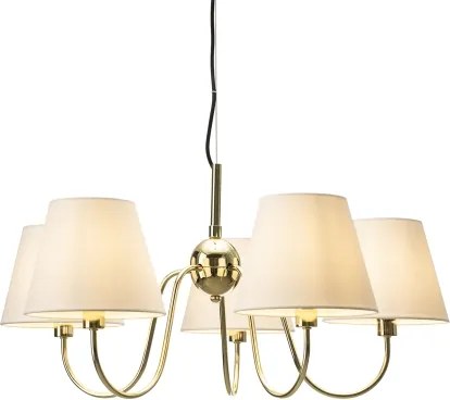 ByRydens 4202720-6509 - Candelabru suspendat pe cablu LYNF, 5xE14/8W/230V, alamă/alb