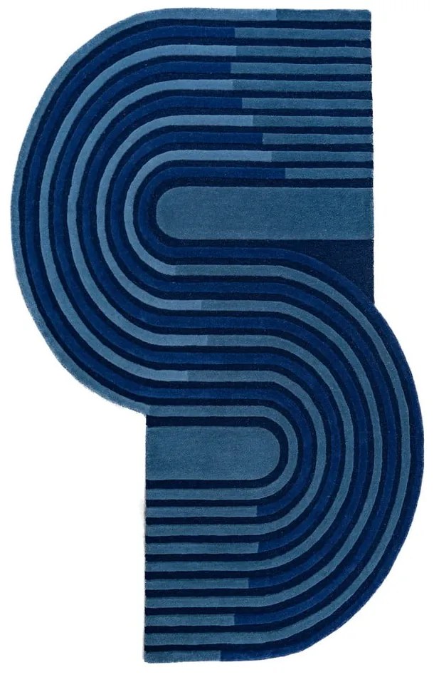 Covor albastru închis țesut manual din lână 150x240 cm Conway Retro – Flair Rugs