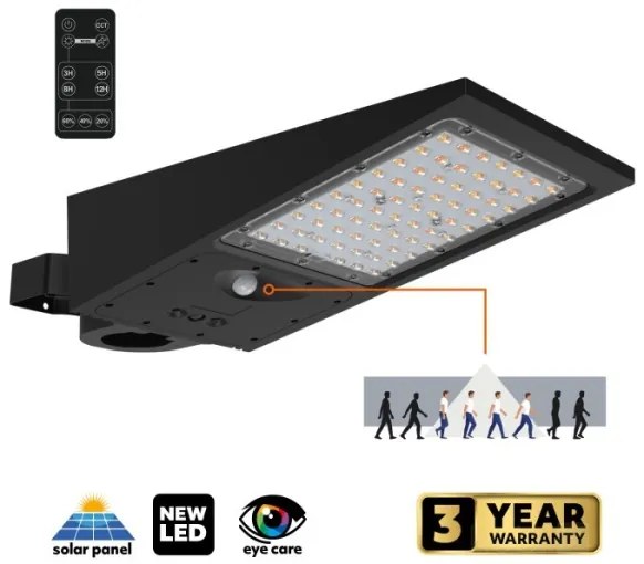 Lampă stradală solară LED cu senzor STREET LED/30W/9,6V 3000/4000K 6000 mAh IP65