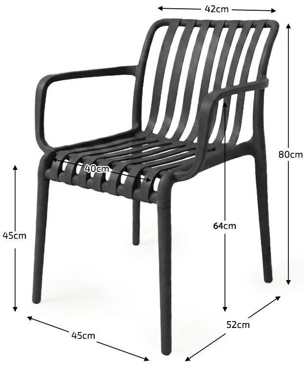 Scaun din plastic TREGO cu brate, antracit