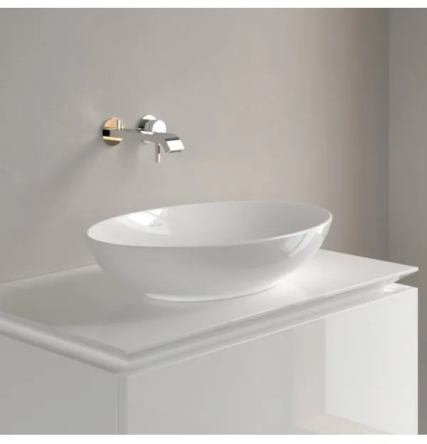 Lavoar pe blat, Villeroy&amp;Boch Loop&amp;Friends, material TitanCeram, 56x38cm, fara preaplin, Alb Alpin, 4A470101