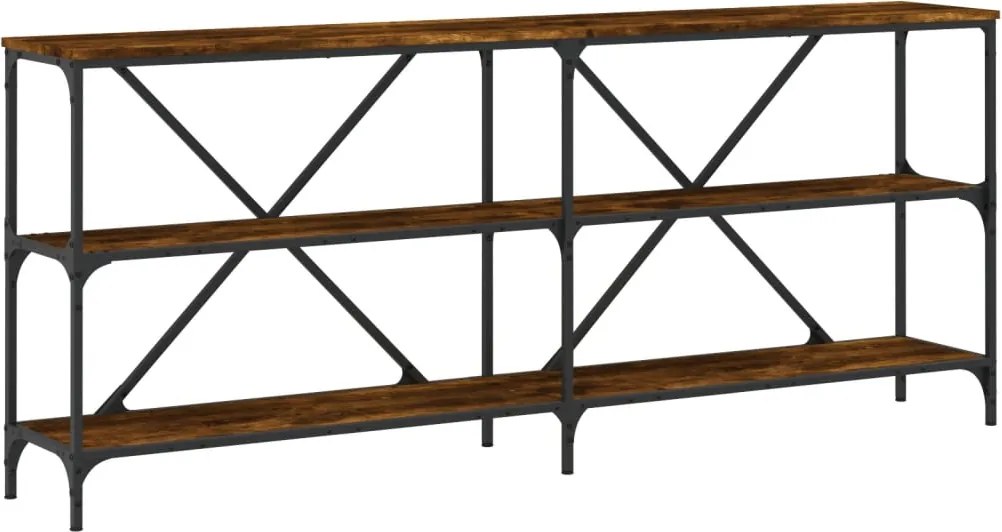 vidaXL Masă consolă stejar afumat 180x30x75 cm lemn prelucrat și fier