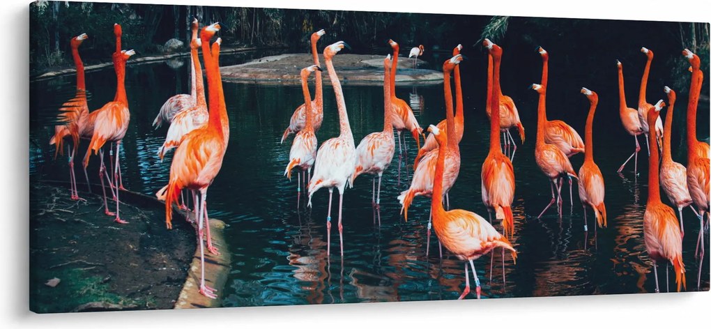 Tablou - turmă de flamingo (120x50 cm)