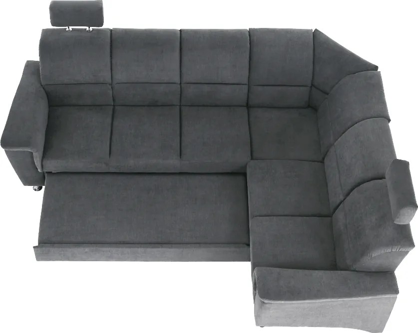 Colţar extensibil, material textil gri, model dreapta, SANTIAGO