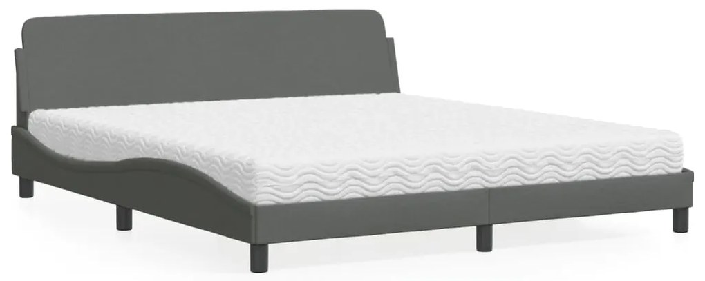 vidaXL Pat cu saltea, gri închis, 180x200 cm, textil
