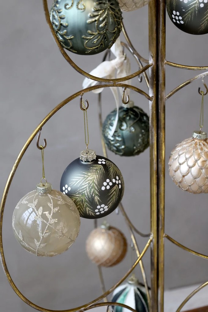 Brad decorativ pentru globuri, din metal, finisaj alamă antichizată, H120 cm