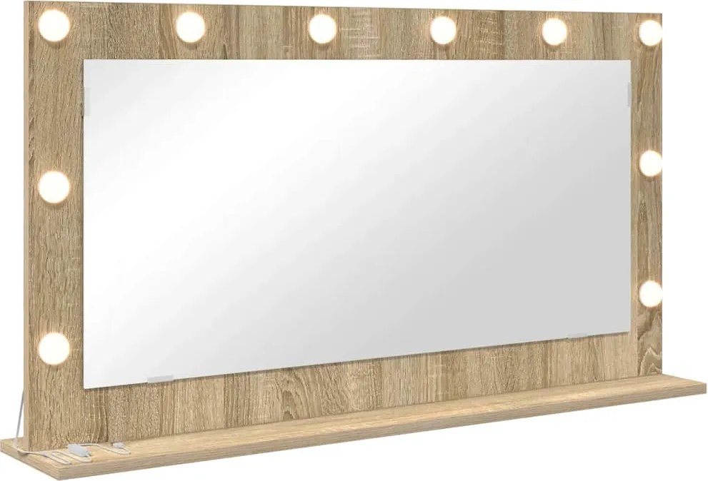 vidaXL Oglindă de toaletă cu oglindă Stejar Sonoma 100 x 55 x 18 cm