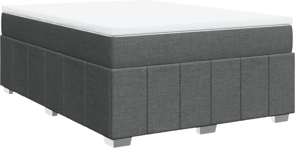 vidaXL Pat continental cu saltea, gri închis, 160x200 cm, țesătură