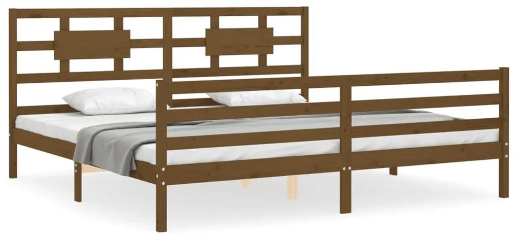 3194464 vidaXL Cadru pat cu tăblie, maro miere, 200x200 cm, lemn masiv