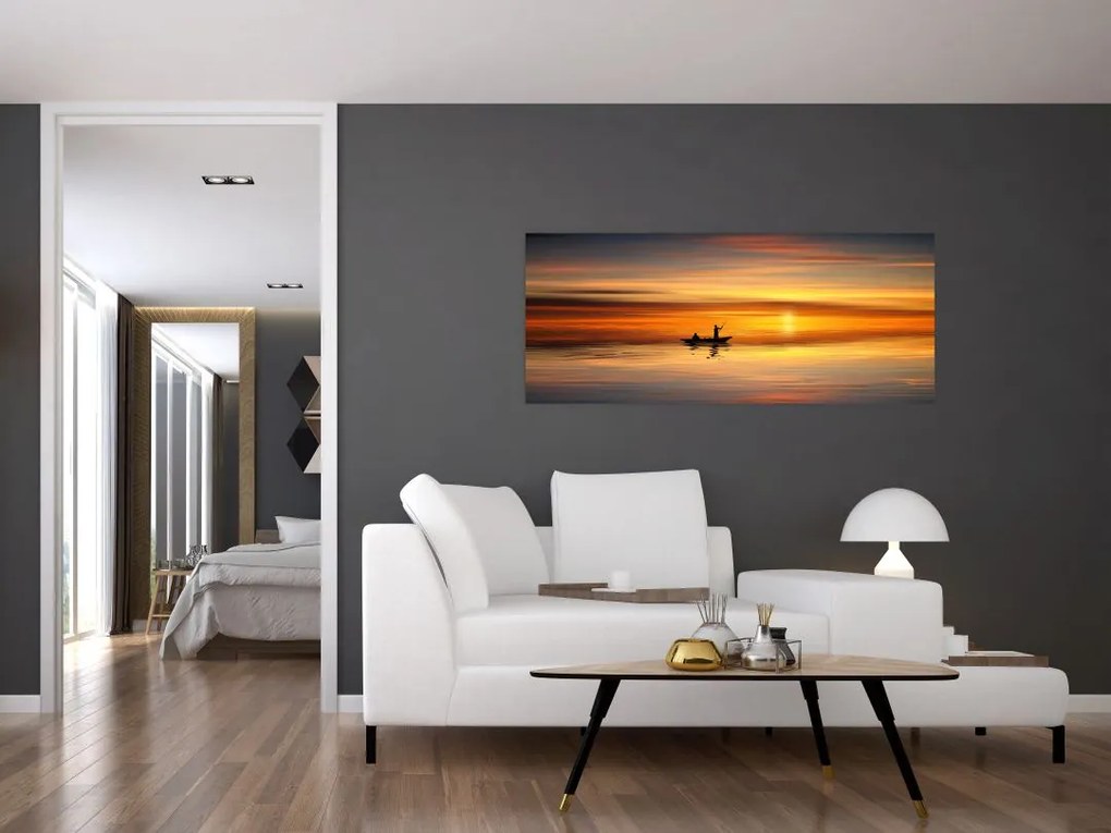 Tablou - cu barca (120x50 cm)