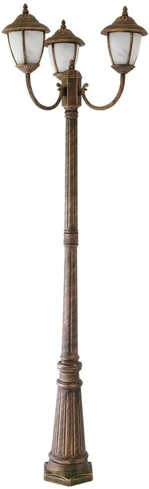 Stalp exterior cu 3 brate, H-212cm, IP43, auriu antic Madrid 8379 RX
