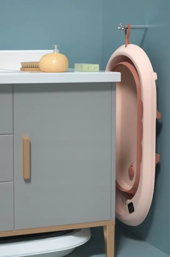 Cada de baie pliabilă pentru copii VAIANA PREMIUM cu pernă - mai multe culori Bej